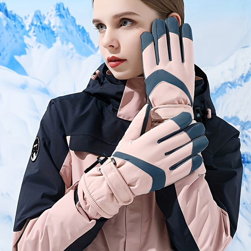 Winter Gloves Women's Fleece Thick Windproof Warm Gloves Outdoor Riding Mountaineering Ski Gloves