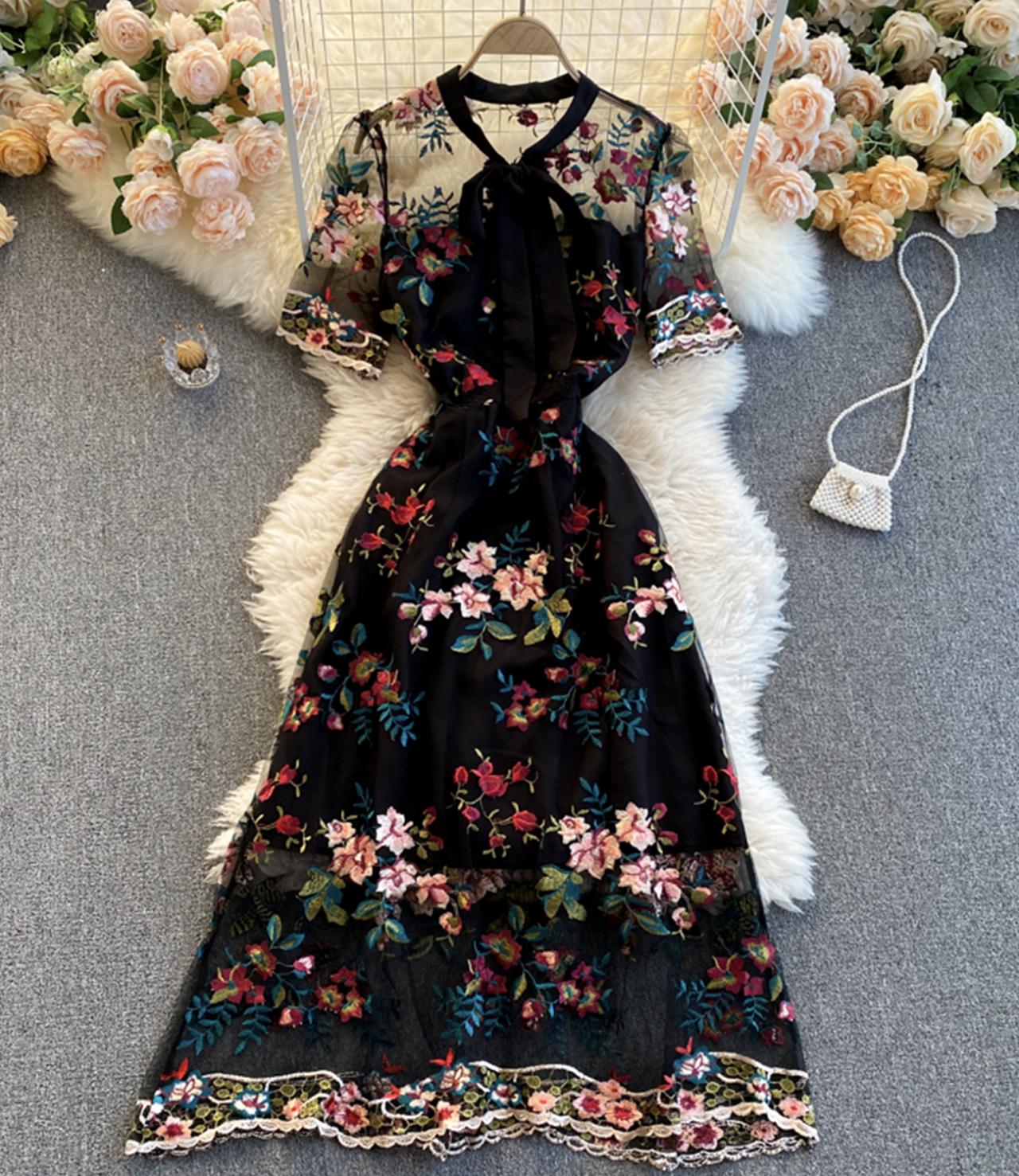 VAKKV Cute A Line Dress With Embroidery P257