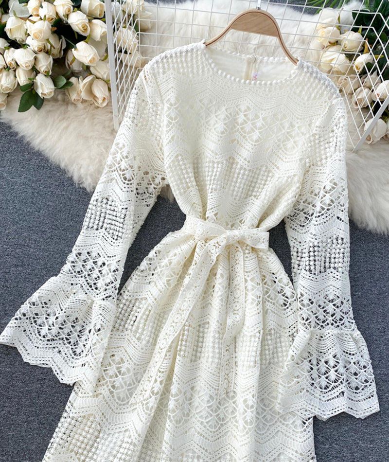 VAKKV Cute Lace Long Sleeve Dress Lace Dress P318