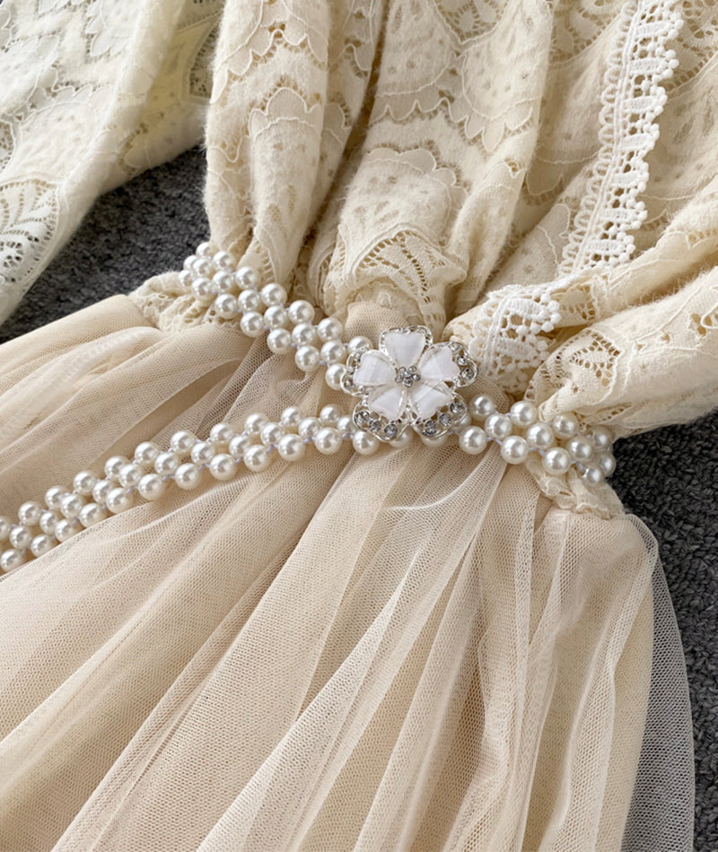 VAKKV Cute Lace Long Dress Fashion Dress P315