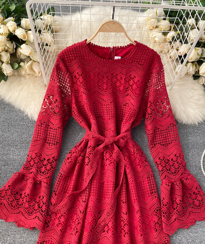 VAKKV Cute Lace Long Sleeve Dress Lace Dress P318