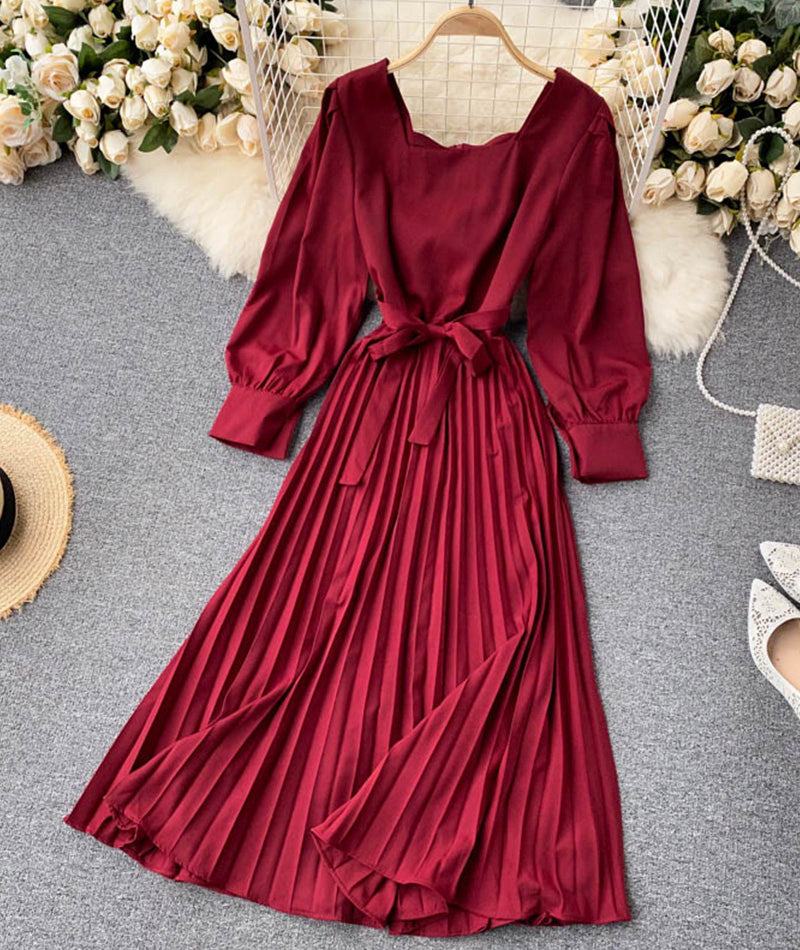 VAKKV Simple A Line Long Sleeve Dress P294