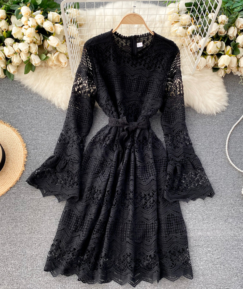 VAKKV Cute Lace Long Sleeve Dress Lace Dress P318