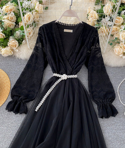 VAKKV Cute Lace Long Dress Fashion Dress P315