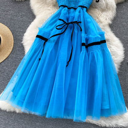 VAKKV Cute Tulle Blue Short A Line Dress Fashion Dress P292