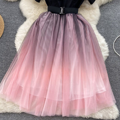 VAKKV Black And Pink Tulle Short A Line Dress Fashion Dress P291