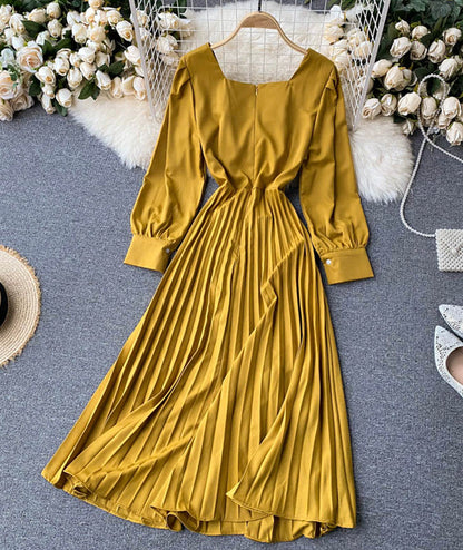 VAKKV Simple A Line Long Sleeve Dress P294