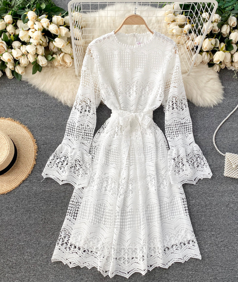 VAKKV Cute Lace Long Sleeve Dress Lace Dress P318