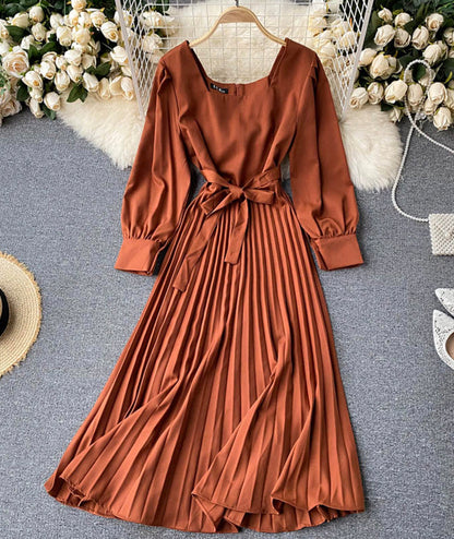 VAKKV Simple A Line Long Sleeve Dress P294