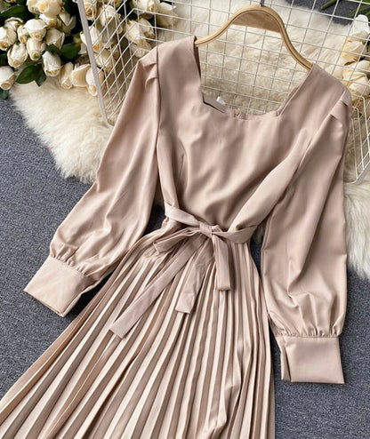 VAKKV Simple A Line Long Sleeve Dress P294