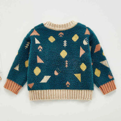 Baby Girls Kids Sweater Autumn Winter Boys Geometric Pattern Long Sleeve Knitted s 211201