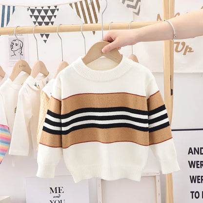 Spring New Baby Boys Girls Sweaters Turtleneck Striped Baby Kids Sweaters Soft Warm Long Sleeve Turtleneck Winter Sweaters