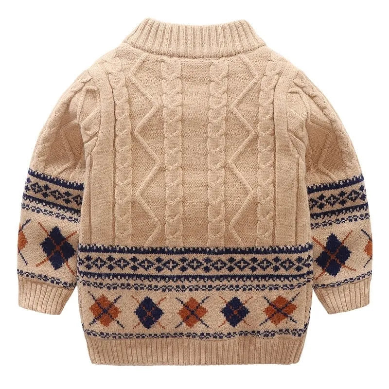 Baby Boys Sweaters Jackets Autumn Winter New Children's Print Knitted Coats Children's Boys Cardigan Coat Toddler Outwear 201128