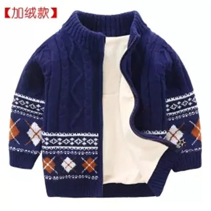 Baby Boys Sweaters Jackets Autumn Winter New Children's Print Knitted Coats Children's Boys Cardigan Coat Toddler Outwear 201128