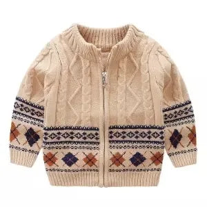 Baby Boys Sweaters Jackets Autumn Winter New Children's Print Knitted Coats Children's Boys Cardigan Coat Toddler Outwear 201128