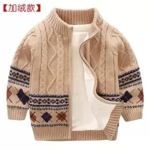 Baby Boys Sweaters Jackets Autumn Winter New Children's Print Knitted Coats Children's Boys Cardigan Coat Toddler Outwear 201128