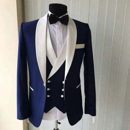 Real Photo Groom Tuxedos Weaving Brocade Jacquard Men Party Business Suits 3 Piece Prom Blazer Dress Customize W1450