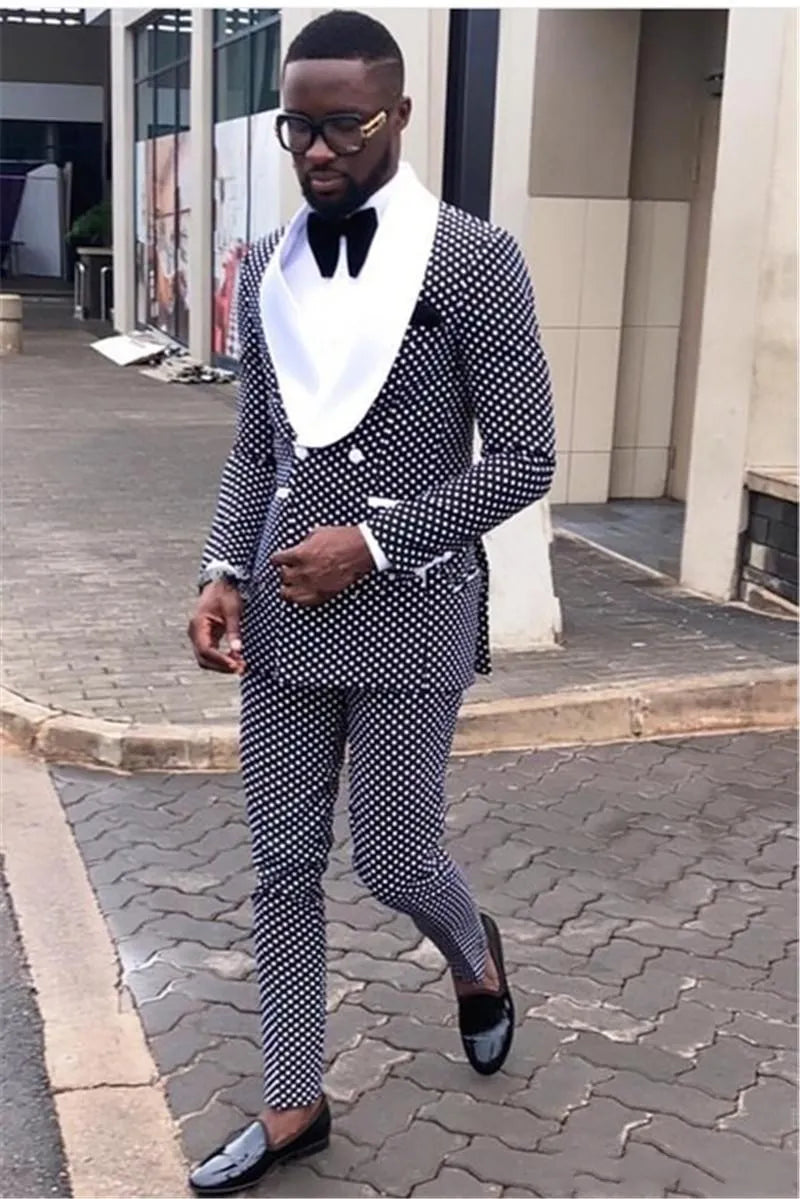 Houndstooth Groom Tuxedos Peak Lapel Men Wedding Tuxedo Fashion Men Jacket Blazer Men Prom Dinner/Darty Suit(Jacket+Pants+Tie) 1592