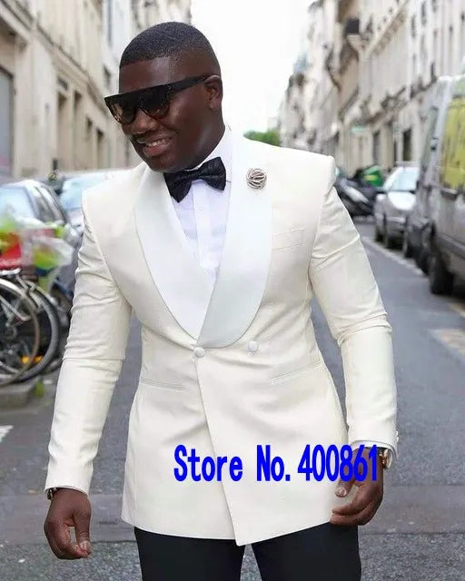 Latest Design Groom Tuxedos Side Vent White Paisley Shawl Lapel Wedding Clothes Men Party Prom Suits Coat Trouses Sets K 82