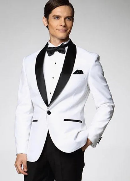 Latest Design Groom Tuxedos Side Vent White Paisley Shawl Lapel Wedding Clothes Men Party Prom Suits Coat Trouses Sets K 82