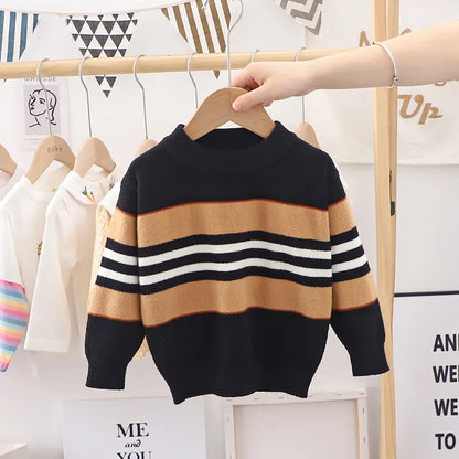 Spring New Baby Boys Girls Sweaters Turtleneck Striped Baby Kids Sweaters Soft Warm Long Sleeve Turtleneck Winter Sweaters